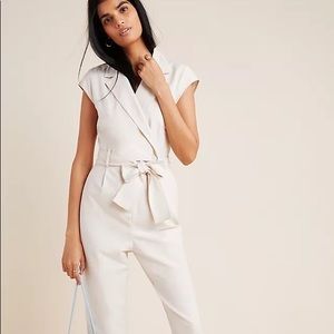 NEW with tags. Anthropologie Eliza Jumpsuit. Cream / Ivory. Button-up.